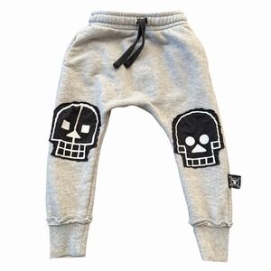 Nununu Skull Patch Drop Crotch Joggers 18-24M Gray Streetwear